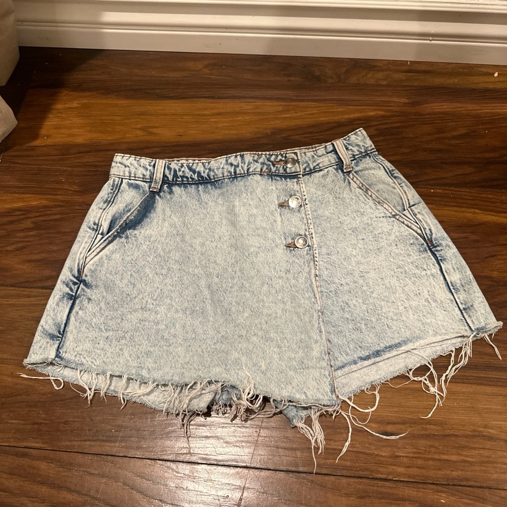 Zara High Waist Denim Shorts - Light Blue